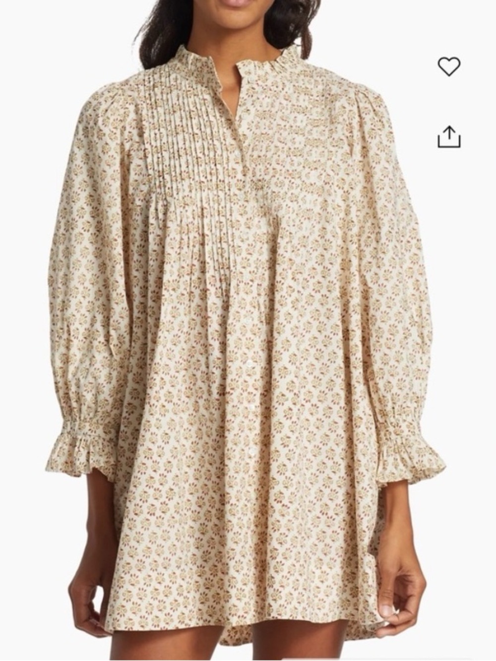 Doen Dulcie Dress Spring Elderberry Floral Long Sleeve Mini Cream Cotton